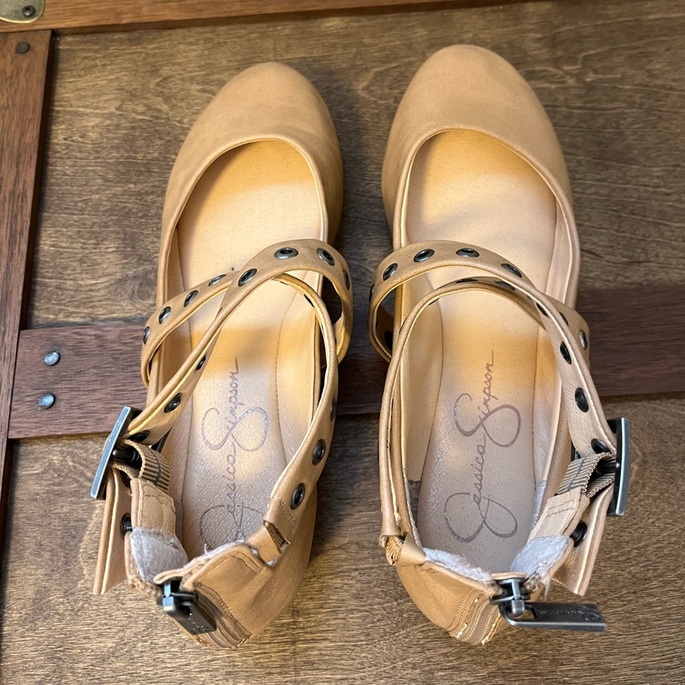 Jessica Simpson Tan Flats with Zip